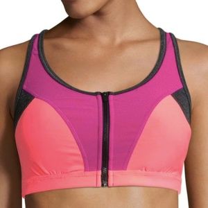 NEW Xersion Colorblock Zip Front Bra, Large